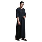 mashroo Black Sahal Moroccan Thobe Jubba for Men (XL) - Image 5