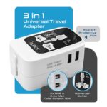 Ceptics International Travel Adapter, Universal Charger, 2X 2.4A USB-A with 15W Output, Universal Socket for Global use, CE & RoHS Certified– Black/White - Image 3
