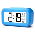 Digital Alarm Clock Large LED Display Smart Backlight Battery Operated Alarm Table Clock Automatic Sensor | Date & Temperature for Kids,Student Bedroom (Sky Blue) - Image 3