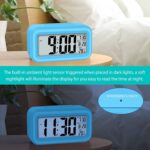 Digital Alarm Clock Large LED Display Smart Backlight Battery Operated Alarm Table Clock Automatic Sensor | Date & Temperature for Kids,Student Bedroom (Sky Blue) - Image 4