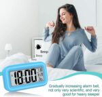 Digital Alarm Clock Large LED Display Smart Backlight Battery Operated Alarm Table Clock Automatic Sensor | Date & Temperature for Kids,Student Bedroom (Sky Blue) - Image 5