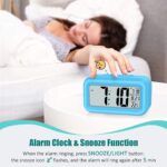 Digital Alarm Clock Large LED Display Smart Backlight Battery Operated Alarm Table Clock Automatic Sensor | Date & Temperature for Kids,Student Bedroom (Sky Blue) - Image 6
