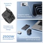 Ambrane Universal Travel Socket, International All in One Worldwide Travel Adapter Socket with 2500W High Power Output with 9 Hole Universal Socket, Compatible in 150+ Countries (ATA-03, Black) - Image 3