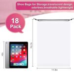 Vivinin 18 Pack White Translucent Polyethylene Shoe Bags, 15.7in x 11.8in, Drawstring Closure, Multi-Purpose Travel Storage Bags for Shoes, Clothes, Toiletries, etc. (White) - Image 3
