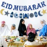 Festiko® Eid Mubarak Banner Decoration Blue Glitter Star and Moon Garland Ramadan Hajj Mubarak Decorations for Home Table Muslim Islamic Party Decoration Ramadan Kareem Party Supplies 2 Pack - Image 4