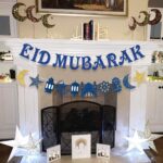 Festiko® Eid Mubarak Banner Decoration Blue Glitter Star and Moon Garland Ramadan Hajj Mubarak Decorations for Home Table Muslim Islamic Party Decoration Ramadan Kareem Party Supplies 2 Pack - Image 5