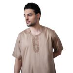 mashroo Beige Andak Half Sleeve Thoe Jubba for Men (S) - Image 3