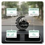 Monssa Ramadan Mubarak Acrylic Showpiece - Islamic Crescent Moon & Mosque Black Silhouette Decor - Muslim Home, Office & Car Dashboard Ornament - (Pack of 1) - Image 5