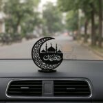 Monssa Ramadan Mubarak Acrylic Showpiece - Islamic Crescent Moon & Mosque Black Silhouette Decor - Muslim Home, Office & Car Dashboard Ornament - (Pack of 1) - Image 7