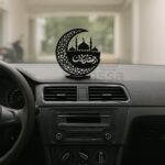 Monssa Ramadan Mubarak Acrylic Showpiece - Islamic Crescent Moon & Mosque Black Silhouette Decor - Muslim Home, Office & Car Dashboard Ornament - (Pack of 1) - Image 9
