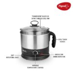 Pigeon by Stovekraft Kessel 1.2-Litre Multi-Purpose Kettle (Silver) 600W, Black & Pigeon by Stovekraft Joy Rice Cooker with Single pot, 1 litres. A smart Rice Cooker for your own kitchen (White) - Image 5