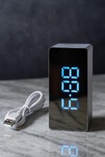 Mirror LED Digital Alarm Clock | Smart Display with Temperature, Night Light & Snooze | USB Powered Table Clock for Bedroom, Office & Travel | Adjustable Brightness | White Body - Image 7