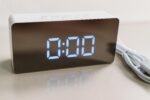 Mirror LED Digital Alarm Clock | Smart Display with Temperature, Night Light & Snooze | USB Powered Table Clock for Bedroom, Office & Travel | Adjustable Brightness | White Body - Image 8