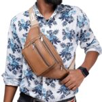 K London Leather Tan Men Women Waist Bag Fanny Bag Travel Pouch Passport Holder (1446_Tan) - Image 5