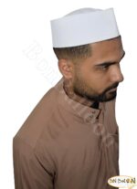 1Pcs Egyptian Kufi Koofi Kofi Topi Imam Cap Hat Plain White Prayer Muslim Islamic Islam Mens Top Simple Stitch Design Fabric Skull Religious Ceremony Men Headwear Worship Soft Comfortable - Image 5