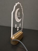 Dayami Premium Ramadan Kareem LED Acrylic Night Light | White Lighted Wooden Base Table Lamp | Islamic Ramadan Kareem Home Decor, Gifts for Family & Friends (15.5cm x 19.5cm, 1m USB Cable Included) - Image 3