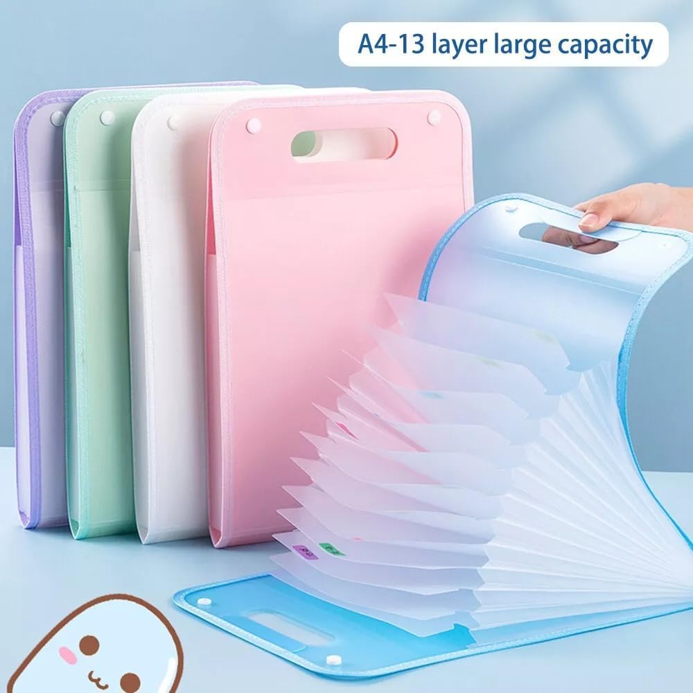 KESI Ornaments 13-Pocket A4 Vertical Expanding File Folder – Letter Size Accordion Document Organizer – Multi-Layer Portable File Bag for School, Office, Home, Students & Stationery Use (Multicolor) - Image 3
