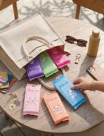 LESLEE 64 pcs Mini Baby Wipes Disposable Portable Pocket Water Wipes Baby Skin Care Wet Tissue Travel Children Baby Hand & Face Baby Sanitizing Cleansing/Moisturising Wipes For Fresh (8×8, 1 Pack) - Image 3