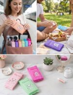 LESLEE 64 pcs Mini Baby Wipes Disposable Portable Pocket Water Wipes Baby Skin Care Wet Tissue Travel Children Baby Hand & Face Baby Sanitizing Cleansing/Moisturising Wipes For Fresh (8×8, 1 Pack) - Image 4