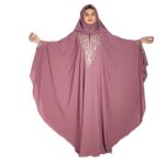 Beautiful Self Design Pink Embroidery Kaftan Abaya For Girls & Women - Image 4