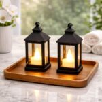 SATYAM KRAFT 2 Pcs Small Antique LED Lantern Hurricane Candle Lamp – Flameless & Smokeless Acrylic Light for Home Decor, Wedding, Valentine Decorations, Living Room, Table Centerpiece (9.5 x 4.5 cm) - Image 3
