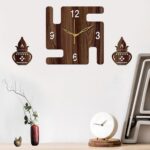 12" Inch Prelam MDF Wood English Numeral Swastik Square Without Glass Wall Clock (Brown, 30cm x 30cm) - 49 - Image 4
