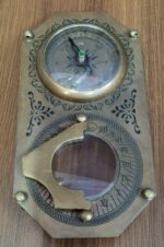 SF Enterprises Brass Antique Sundial Compass with Decorative Floral Design, Antique Navigation Instrument - Image 3