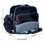 Krishiv Multi-Compartment Messenger Bag, Black and Blue Canvas, Adjustable Shoulder Strap, Multiple Zippered Pockets, Cash Pouch - Image 3
