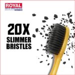 Adult Royal Carbon Slim Soft Manual Toothbrush With Anti-Bacterial Activated Charcoal Bristles|20X Slim Bristles & Compact Head For Deep & Complete Cleaning (Pack Of 4) - Image 3