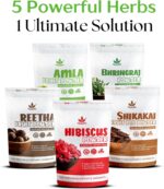 Havintha Amla, Reetha, Shikakai, Bhringraj & Hibiscus Powder For Hair Care | Shiny Smoothning Hair Growth Powder | Nourishment Hair Of All Hair Type, 50Gram Each (Pack Of 5) Unscented - Image 3