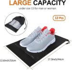 SKY-TOUCH 12 Pieces Waterproof Shoe Storage Bags, Non-Woven Fabric with Drawstring and Transparent Window for Travel, Gym and Sports Shoe Storage Bag Organizer for Men and Women, Black, Black, large, - Image 3