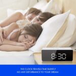 SPIRITUAL HOUSE Digital Large LED, Mirror Alarm Clock for Heavy Sleepers with Snooze Time Temperature Function for Bedroom Function Battery Powered & USB Powered (Silver White) - Image 4