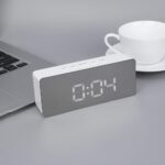 SPIRITUAL HOUSE Digital Large LED, Mirror Alarm Clock for Heavy Sleepers with Snooze Time Temperature Function for Bedroom Function Battery Powered & USB Powered (Silver White) - Image 8