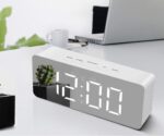 SPIRITUAL HOUSE Digital Large LED, Mirror Alarm Clock for Heavy Sleepers with Snooze Time Temperature Function for Bedroom Function Battery Powered & USB Powered (Silver White) - Image 9