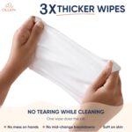OLLEN Extra Thick Baby Wipes with Lid | Water-Based, Unscented & Gentle on Skin | Plant-Based Fabric | Aloe Vera & Chamomile (Pack of 4) - Image 3