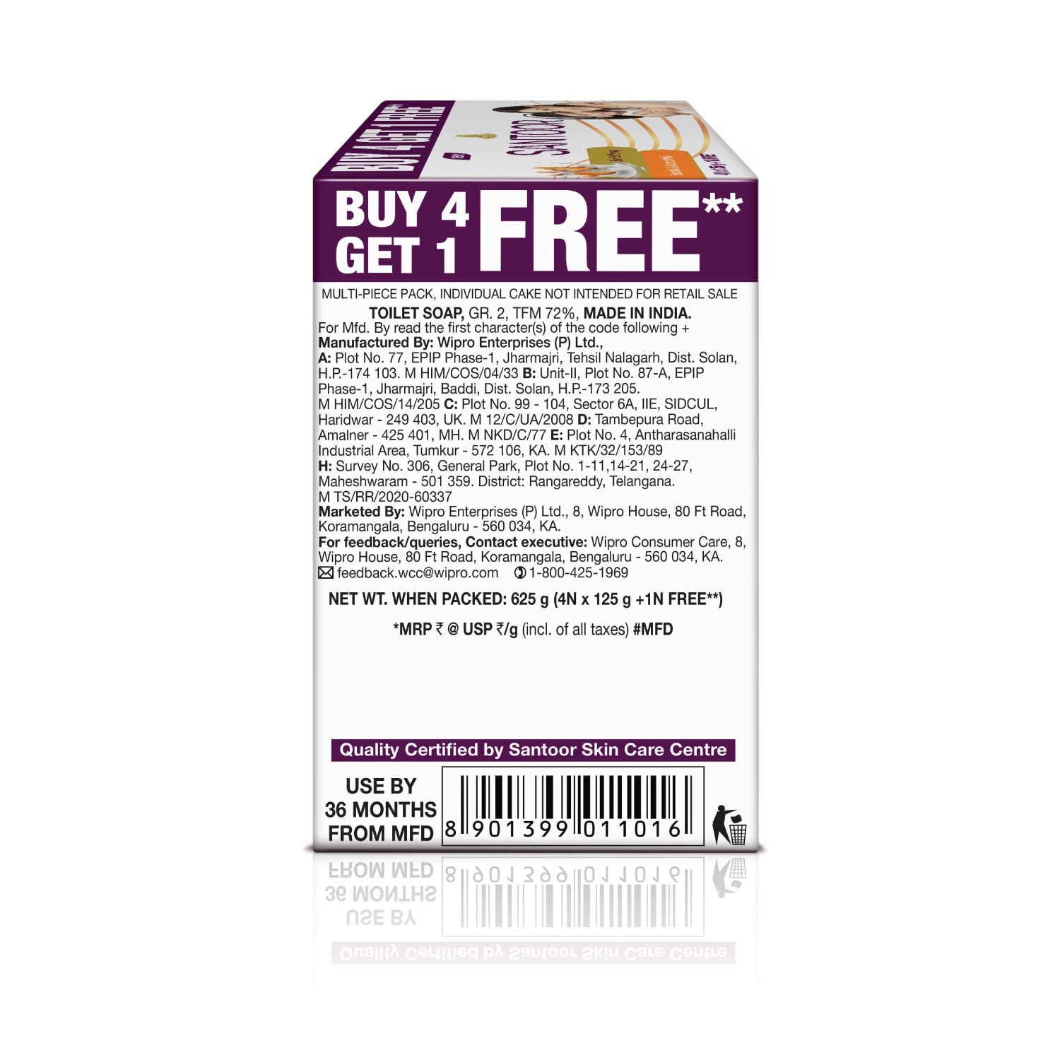 Santoor Skin Softening Sandal & Almond Milk Bathing Soap with Nourishing & Anti-Aging Properties| For Smooth & Soft and Younger-Looking Skin| For All Skin Types| 125g, Pack of 5 - Image 4