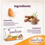 Santoor Skin Softening Sandal & Almond Milk Bathing Soap with Nourishing & Anti-Aging Properties| For Smooth & Soft and Younger-Looking Skin| For All Skin Types| 125g, Pack of 5 - Image 5