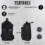 F Gear Thames 6L Crossbody Bag with USB Charging Port | 2 Compartments & 3 Pockets | Lightweight Durable & Water-Resistant Bag for Men & Women, Stylish Multipurpose Sling, Travel - Image 6