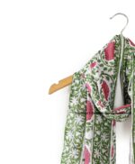 Ravaiyaa - Attitude is everything Hand Block Printed Cotton Long Stole Scarves Hijab Neck Wrap Scarf 71" X 21" Inch (Green Pink Floral) - Image 4