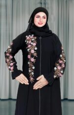 Black Abaya Embroidery Work Burqa For Women Elegant Modest Wear Islamic Stylish Dubai Abaya Farasha Naqab - Image 3