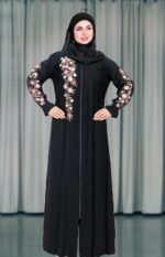 Black Abaya Embroidery Work Burqa For Women Elegant Modest Wear Islamic Stylish Dubai Abaya Farasha Naqab - Image 4