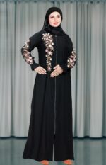 Black Abaya Embroidery Work Burqa For Women Elegant Modest Wear Islamic Stylish Dubai Abaya Farasha Naqab - Image 5