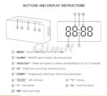 Reacher Mirror Digital LED Mirror Alarm Clock for Table Smart Alarm Clock for Students Heavy Sleepers with Sensor Date and Temperature for Office Home & Bedroom - Image 3