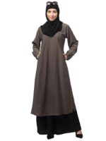 2 peise abaya Dress with Elasticated Sleeves made with Nida Matte Fabric - Knee length Burqa for Women and Girls Side pocket - Image 2