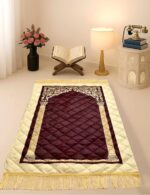 42 x 36 Inch Digital Print Velvet janamaz | Washable Prayer Mat | Brown Multipurpose Prayer Rug/Aasan for Daily Salah, Janimaz Namaz, Comfortable & Durable Janamaz for Daily Use - Pack of 1 - Image 2