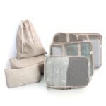 6 Set Lightweight Travel Storage Bags for Clothes, Packing Cubes for Travel Carry On Luggage, Large Luggage Organizers Packing Cubes Set for Travel Bag Suitcase (Beige) - Image 2