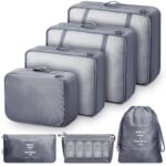 7 Set Travel Organizer Bag/Packing Cubes/Bags for Luggage/Suitcases/Travel Accessories/Compression Storage Shoe Bag/Clothing Underwear for Man & Womenl Nylon (Gray) - Image 2