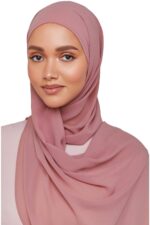 AN NISA - Dusty Rose Chiffon Hijab/Scarf/Dupatta/Neck Wrap (Size - 180 * 70cm) - Image 2