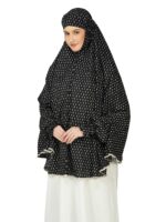 ANA Asma Black Floral Prayer Dress – Soft Cotton Namaz Makhna with Tie Knot | Lightweight, Breathable for Hajj, Umrah & Salah - Image 2