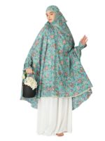ANA Khansa Blue Floral Prayer Dress – Pure Cotton Namaz Makhna with Tie Knot | Lightweight, Breathable for Hajj, Umrah & Salah - Image 2